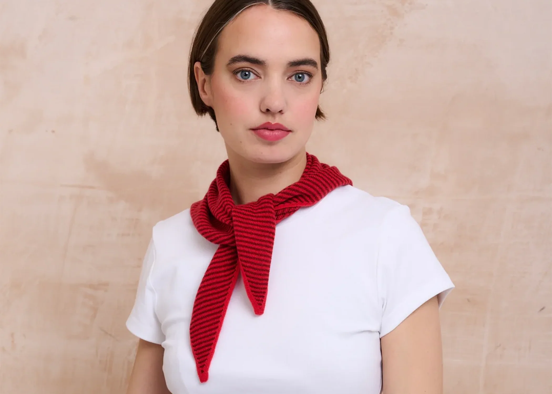Cashmere Striped Bandana Scarf - Image 2