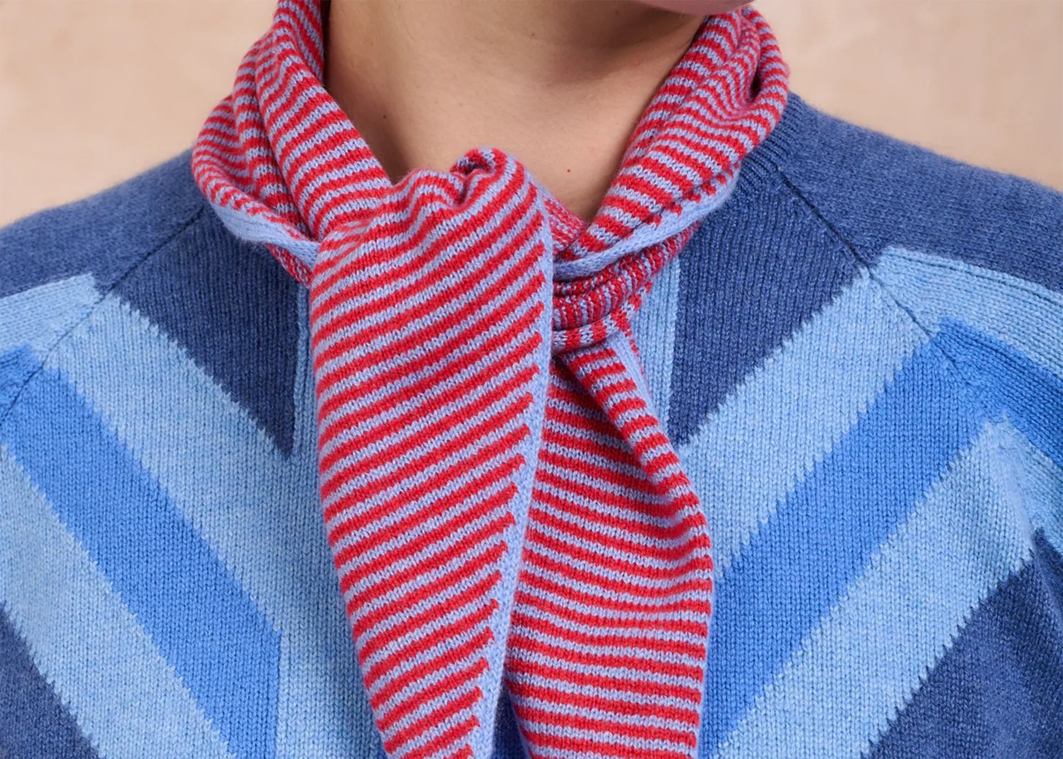 Cashmere Striped Bandana Scarf - Image 9
