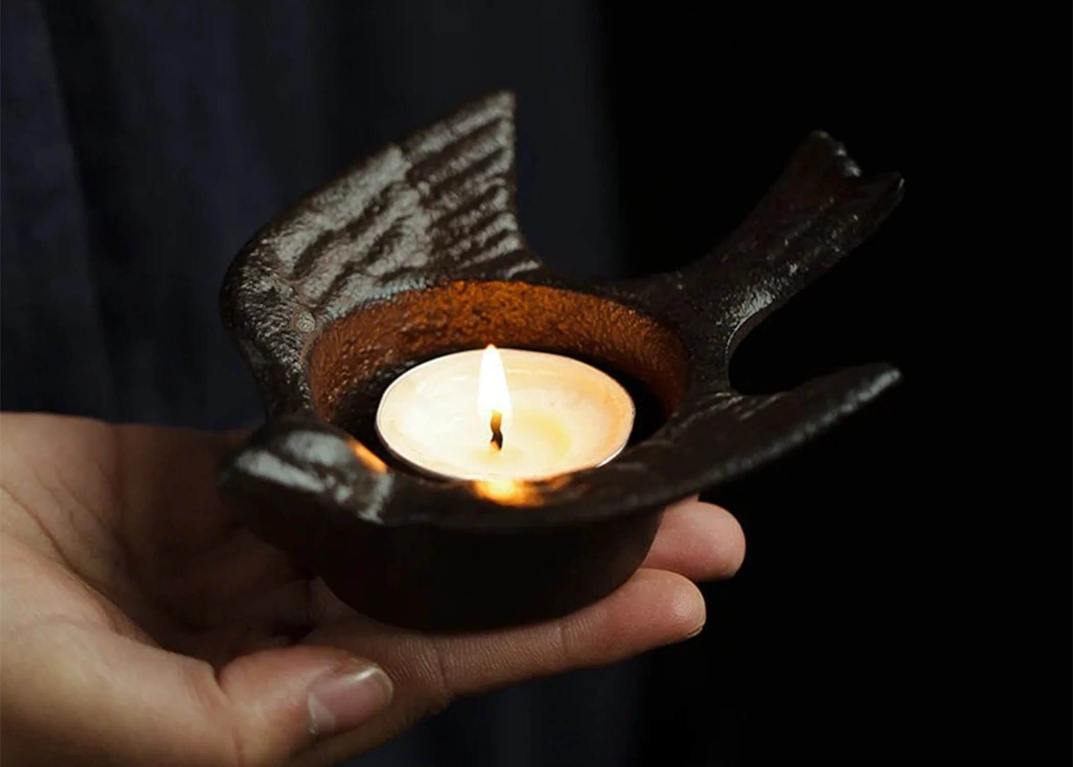 Gohobi Cast Iron Sitting Bird Candle Holder - Image 4