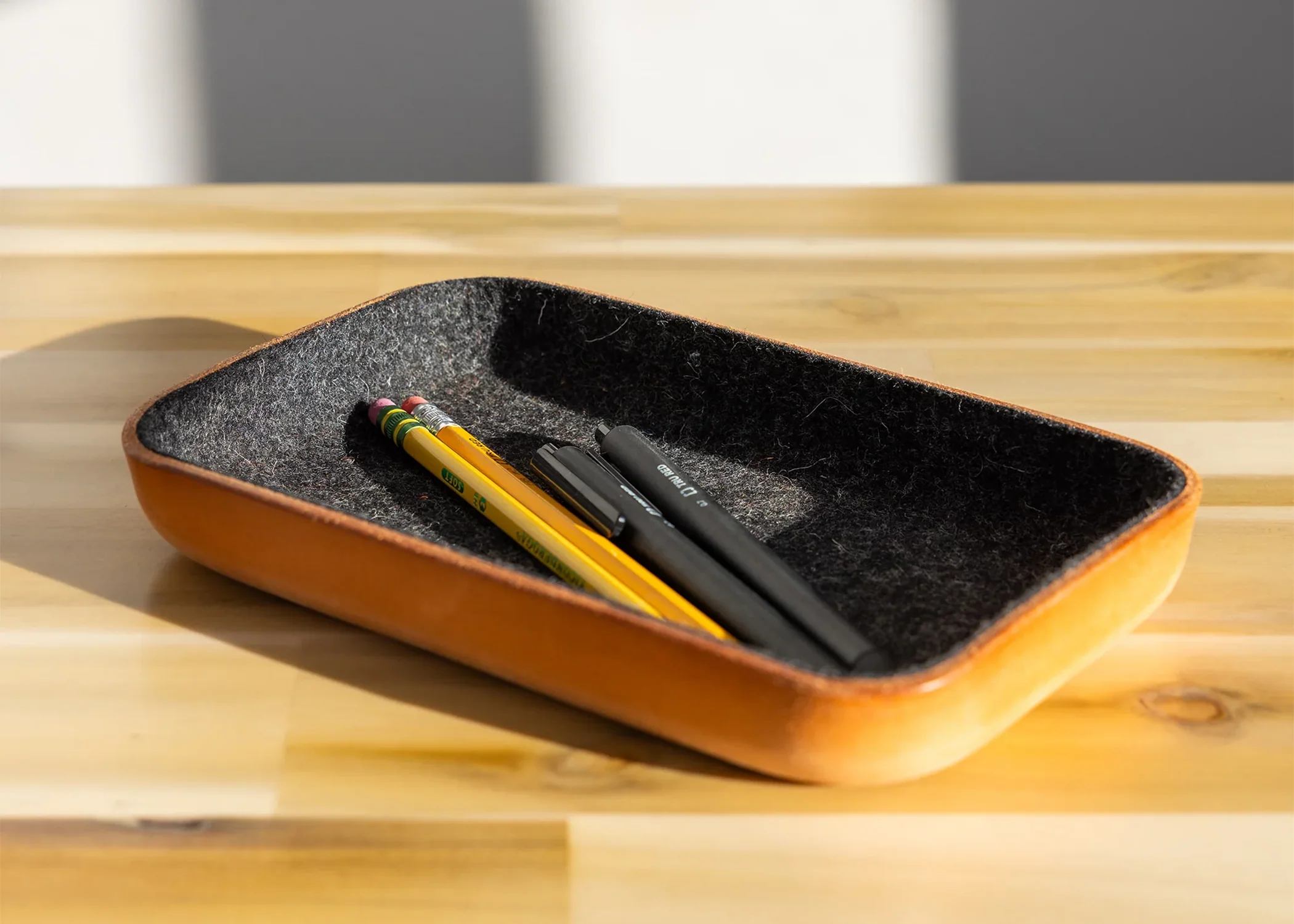 Leather Felt Tray - Small Heather Black - Image 3