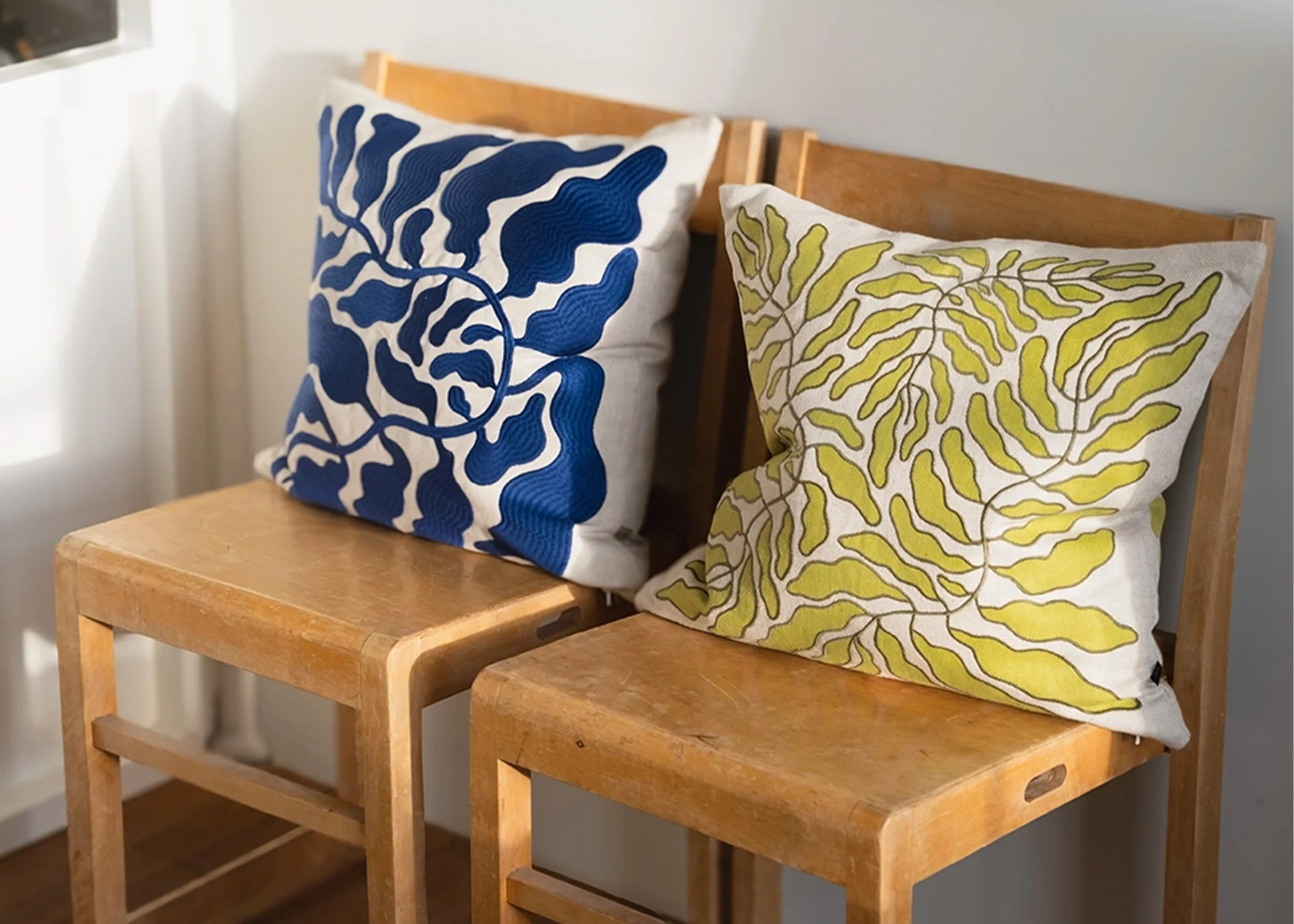 Leaves Blue Cushion Cover - Image 3