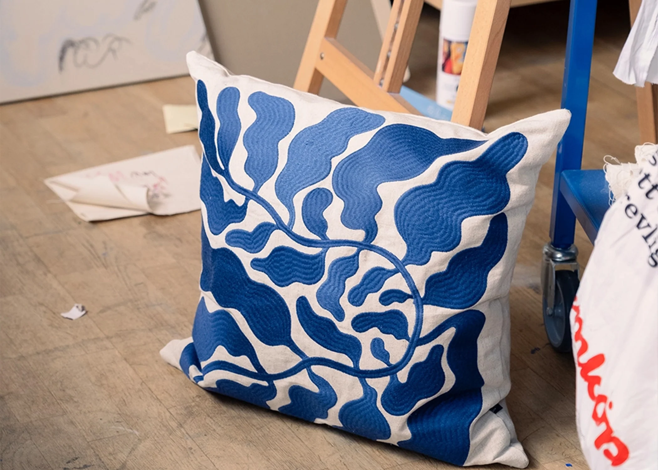 Leaves Blue Cushion Cover - Image 4