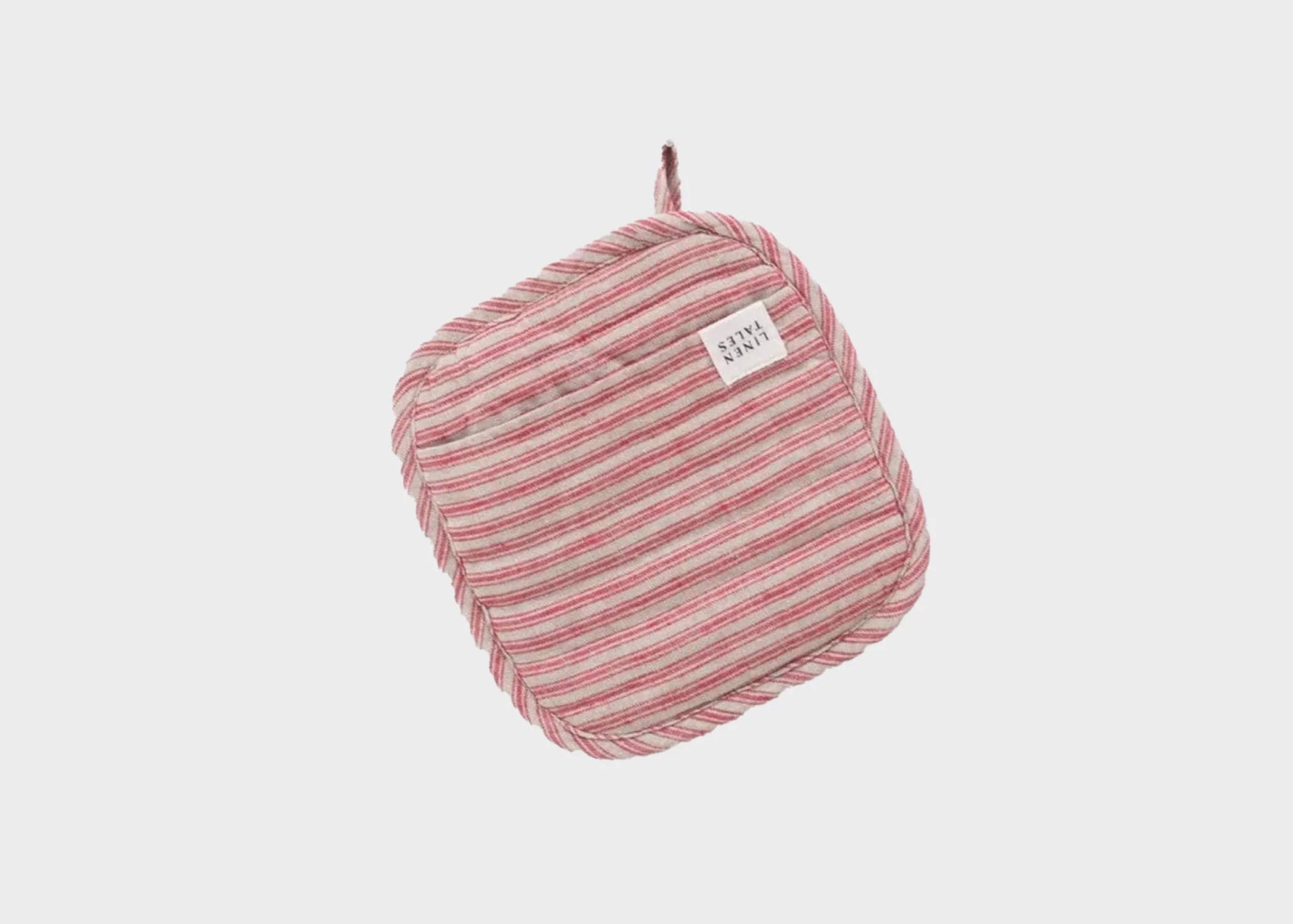 Linen Pot Holder Red Natural Stripes