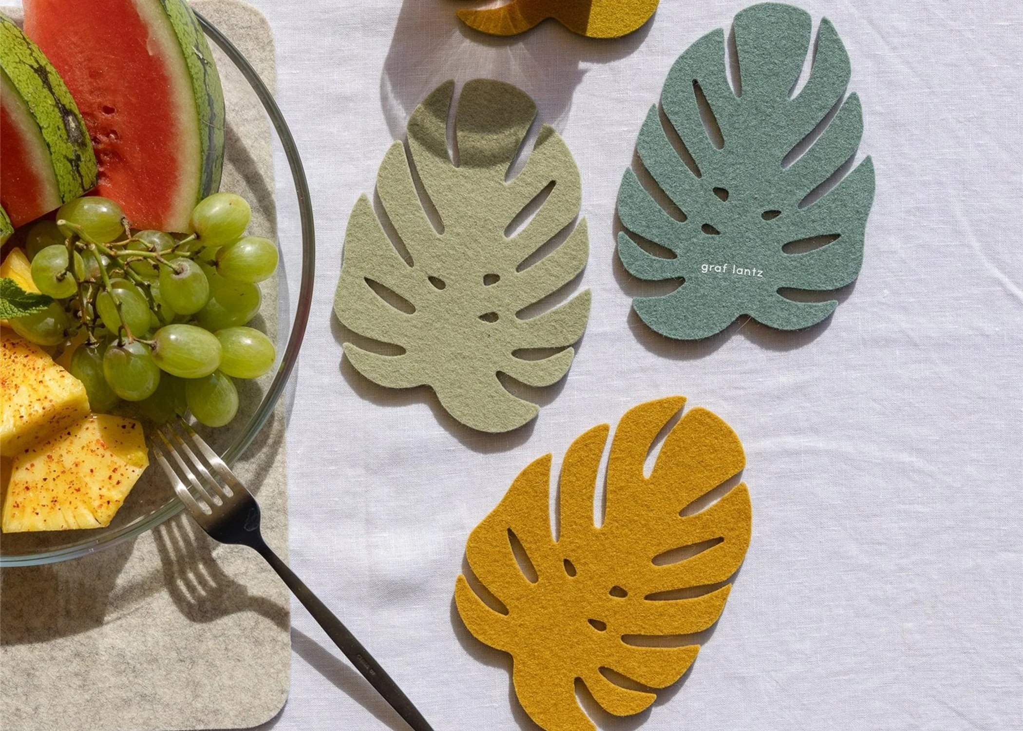 Monstera Wool Coaster 4 Pack - Image 2