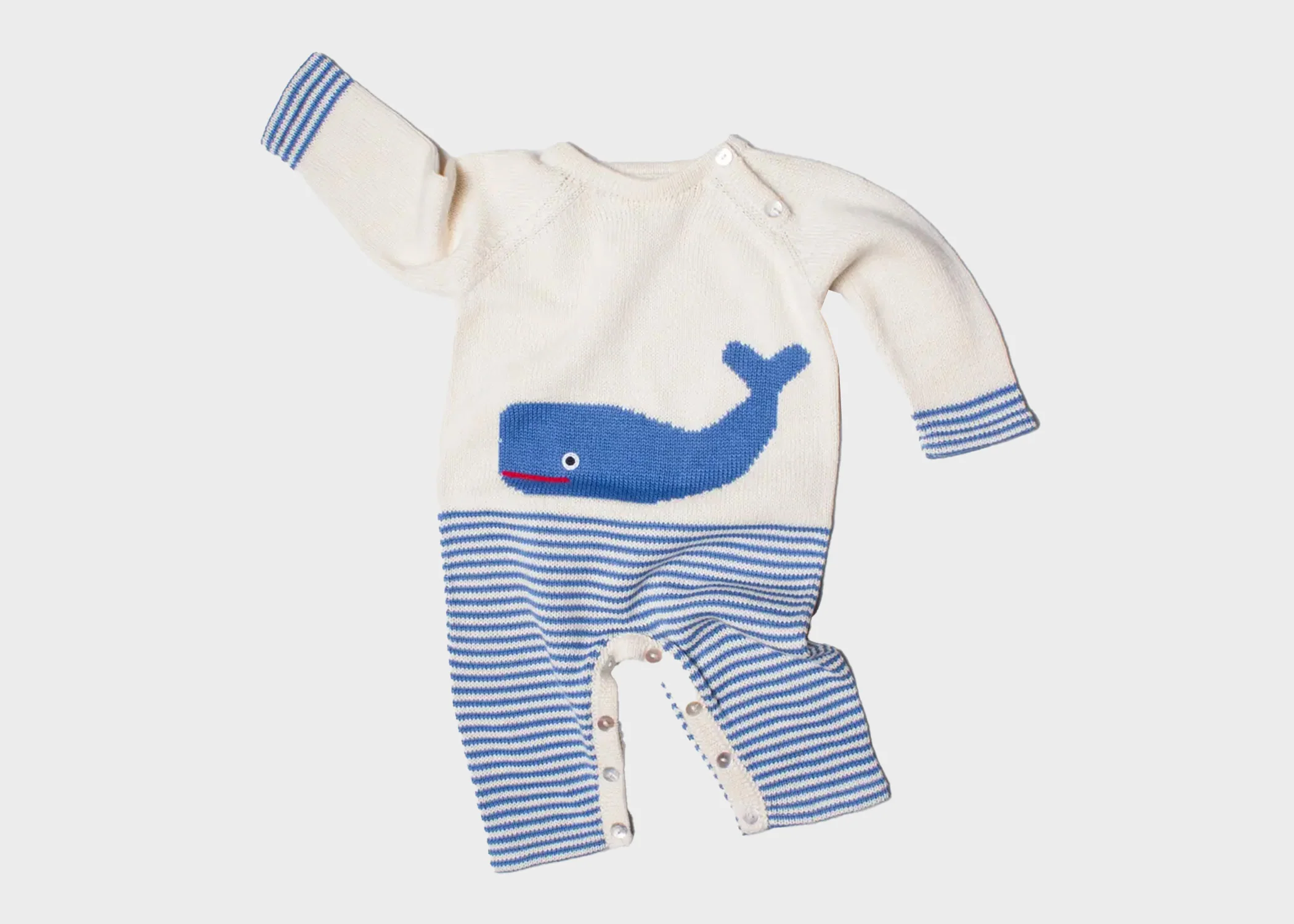 Organic Knit Baby Romper - Whale