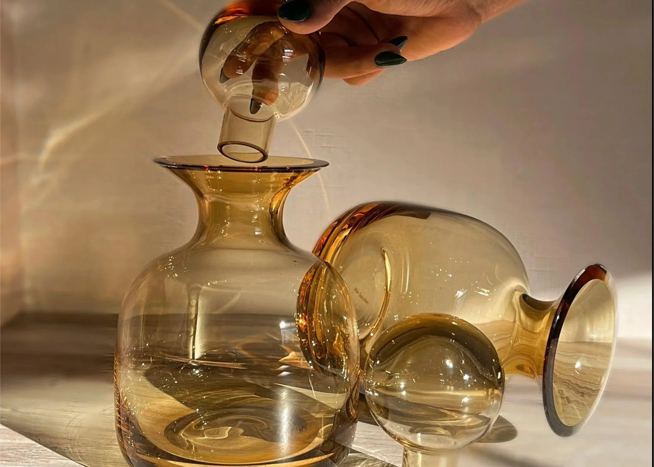 Sarabi Glass Carafe - Amber - Image 3