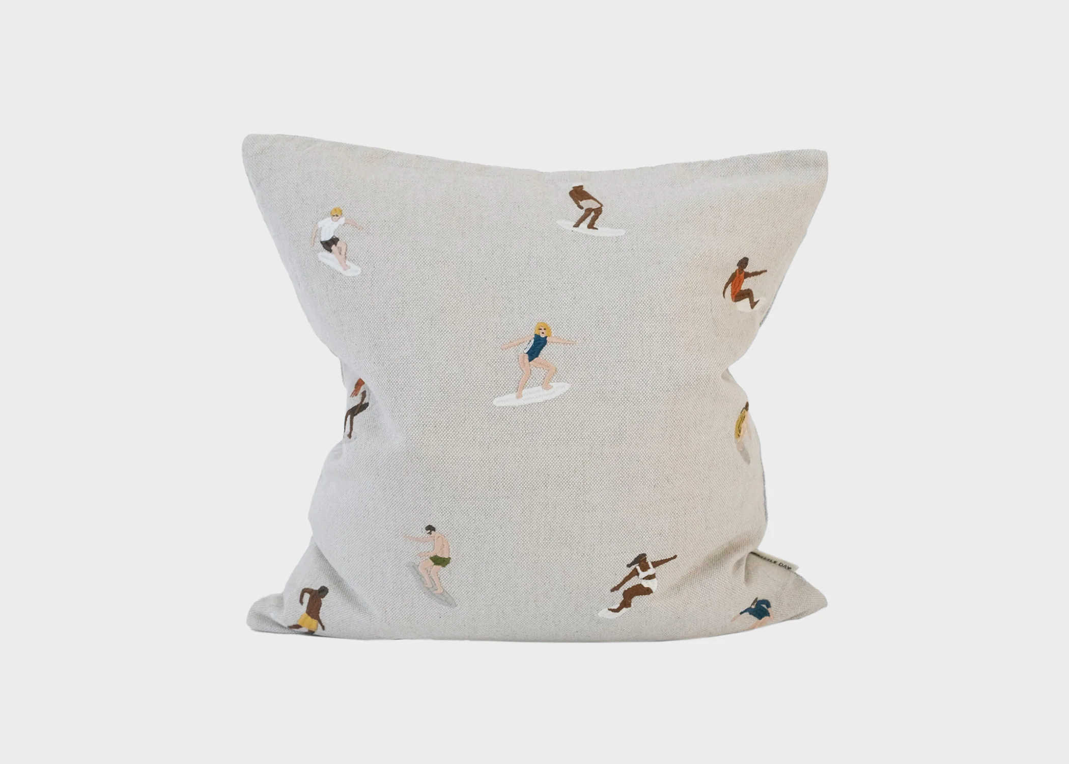 Surfers Embroidered Cushion Cover