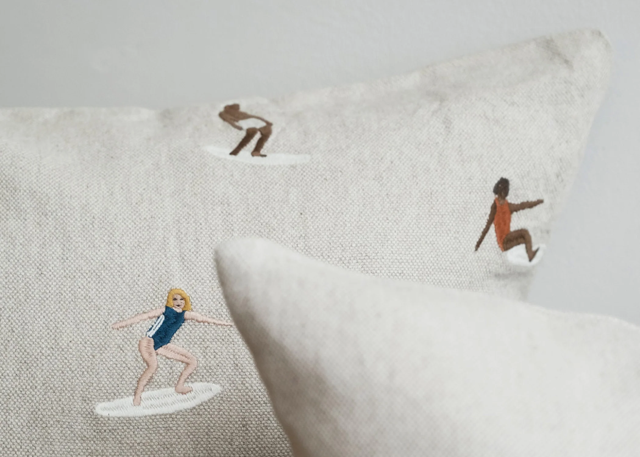 Surfers Embroidered Cushion Cover - Image 2
