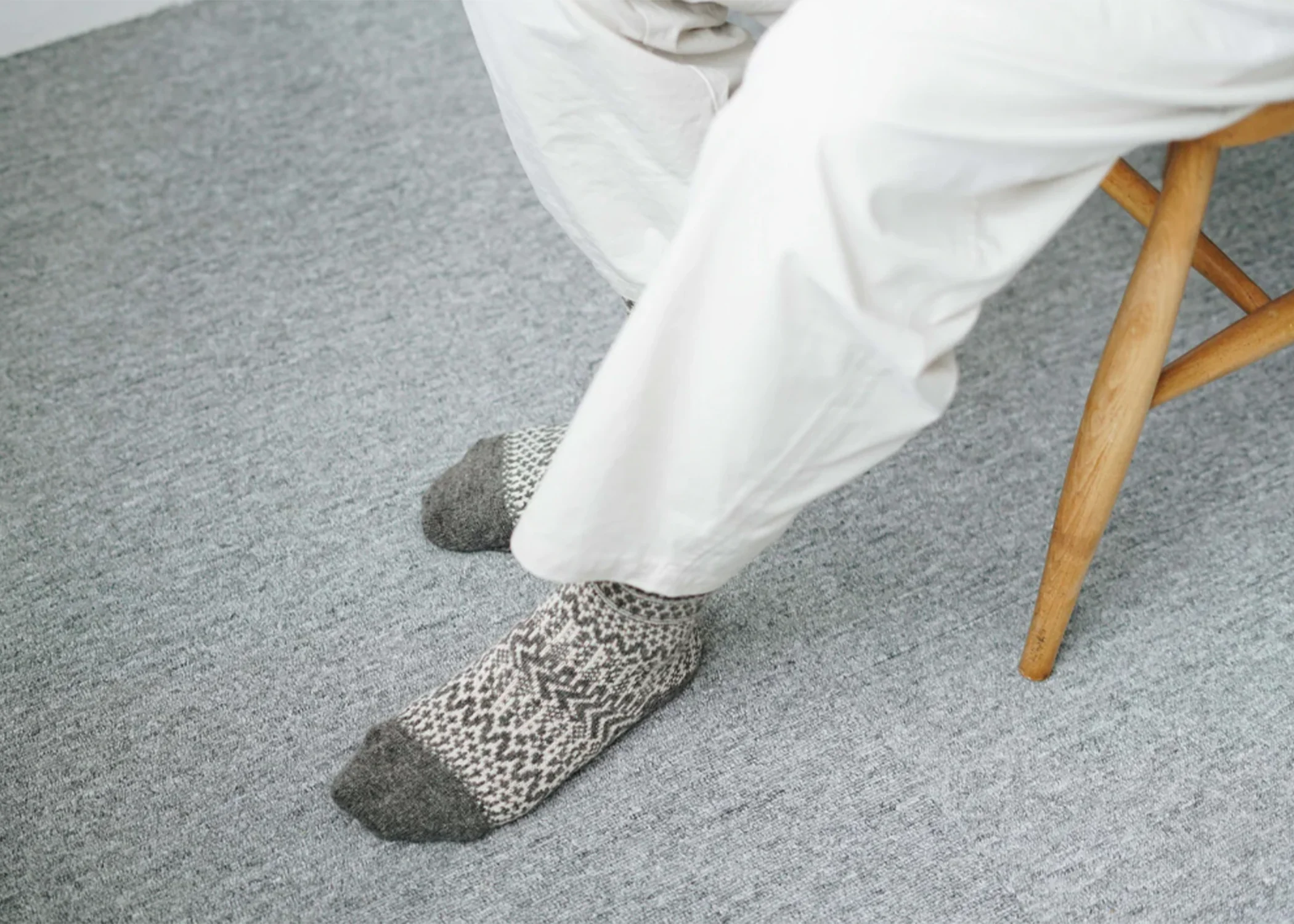 Wool Jacquard Socks - Grey - Image 2
