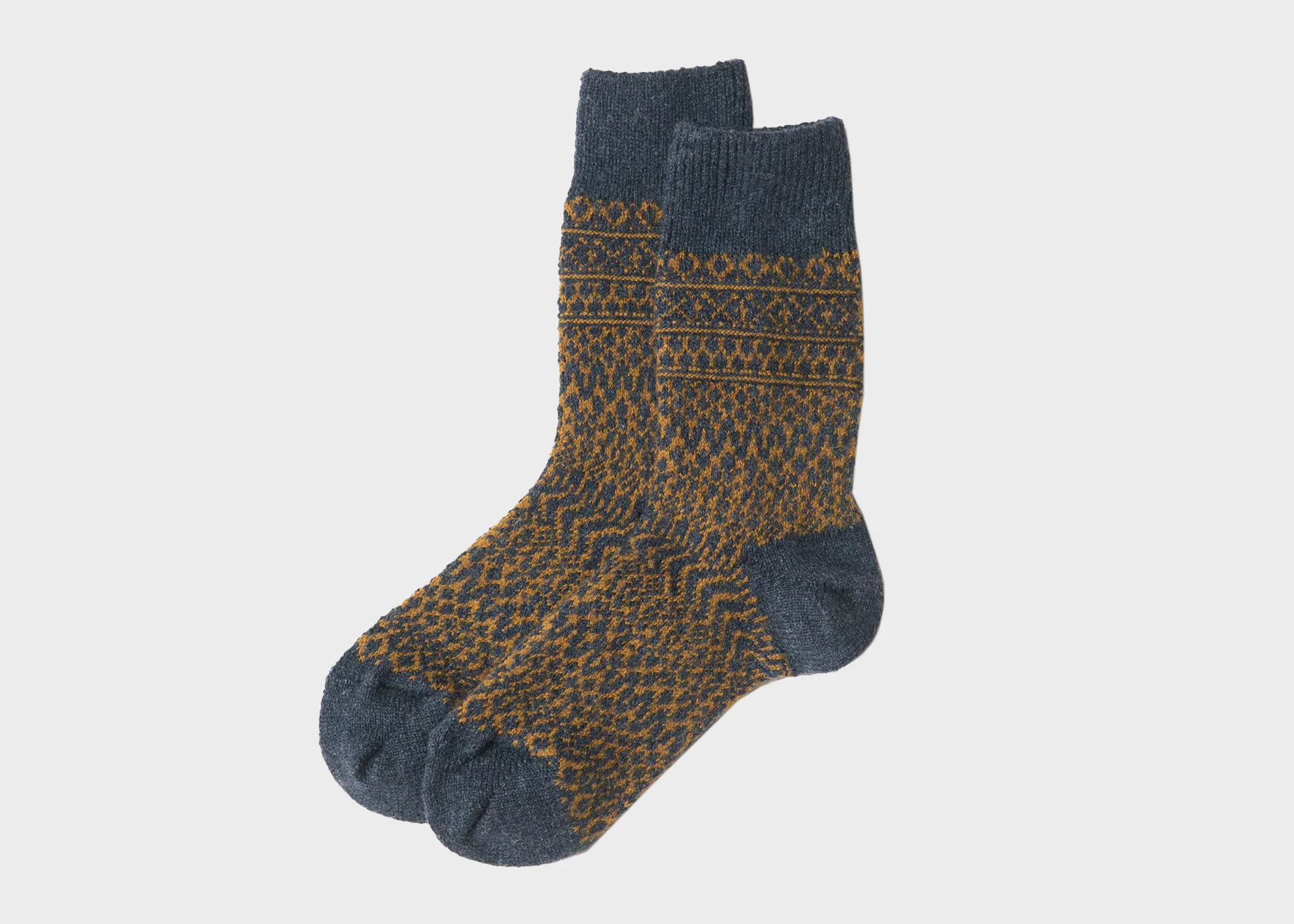 Wool Jacquard Socks - Navy - Image 3