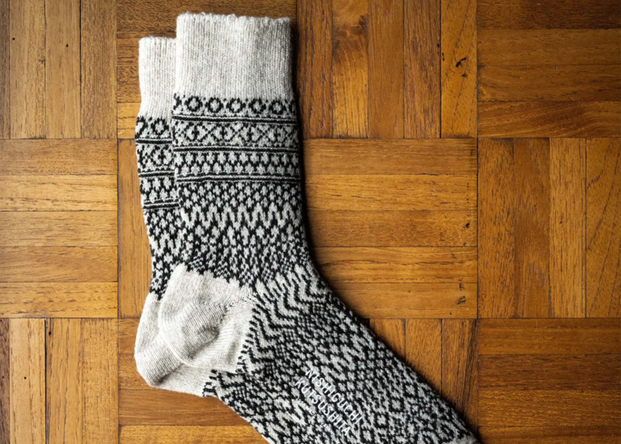 Wool Jacquard Socks - Oatmeal - Image 3